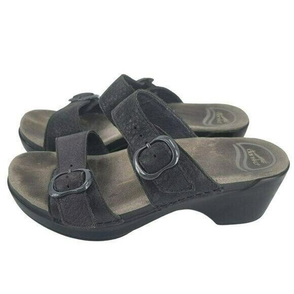 Dansko Sophia Sandals Grain Leather Black Size 10 Comfort Shoes Work Vacation 36 - Picture 2 of 9